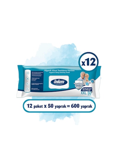 Hijyenik Vücut Temizleme Havlusu Xxl 50 Li X 12 Adet 2XL