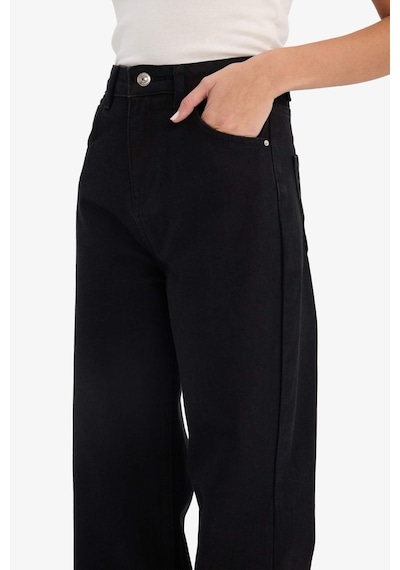 Defacto 90s Wide Leg Yüksek Bel Uzun Jean Pantolon E9125AX25AUNM40 Siyah