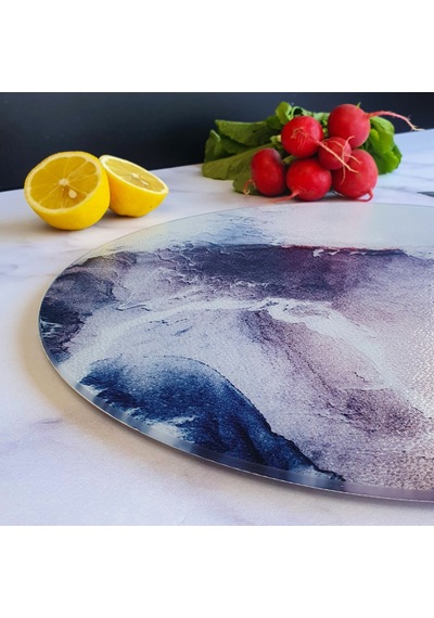 Cam Kesme Tahtası Buzlu Cam - Ocean Çap 32cm
