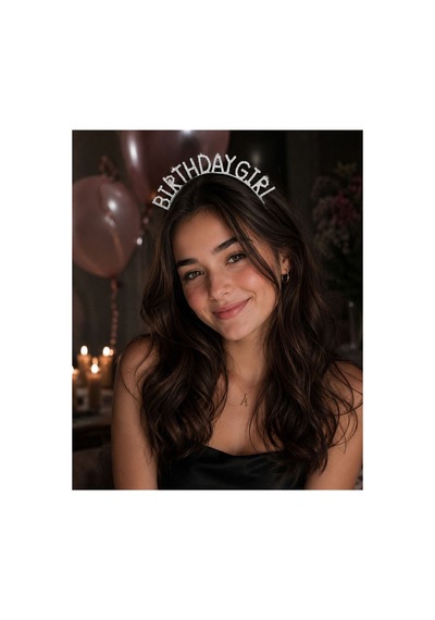 Birthday Girl Gümüş Renk Taşlı Parti Tacı - 889143331 Diğer