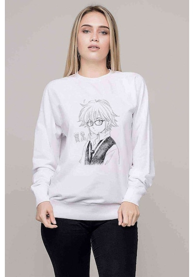 Anime Fairy Tail Glass Guild Emblem Baskılı Beyaz Kadın Sweatshi (528315107)
