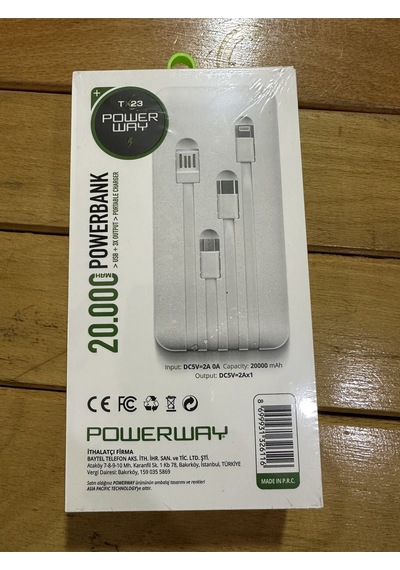 Powerway 20000 Lik Powerbank Taşınabilir Şarj BEYAZ