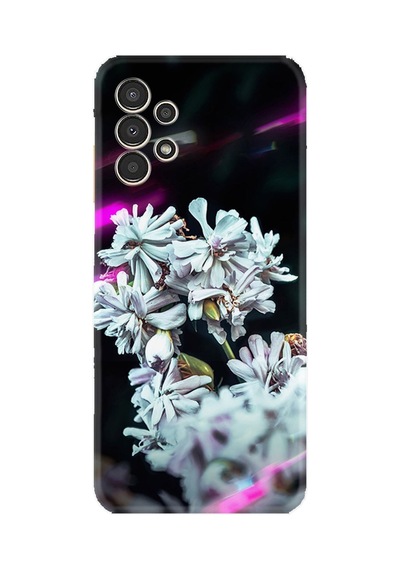 Samsung Samsung Galaxy Uyumlu A54 Kılıf Resimli Desenli Silikon Platinium Series Beyaz Çiçekler 1888