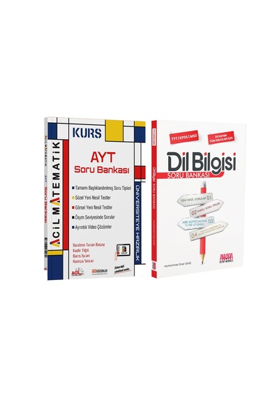 Acil Yayınları Ayt Matematik Kurs Ve Akm Dil Bilgisi Soru Bankası Seti 2 Kitap