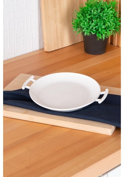 Acar Bianco Perla Yuvarlak Kulplu Servis Tabak 22.5 CM