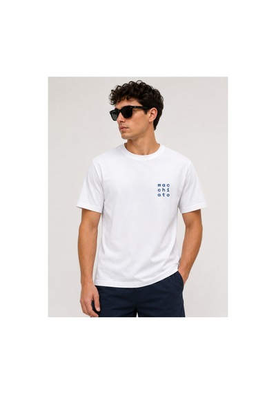 Me Selection Macchiato Tasarım %100 Pamuk Unisex Basic Tişört Beyaz
