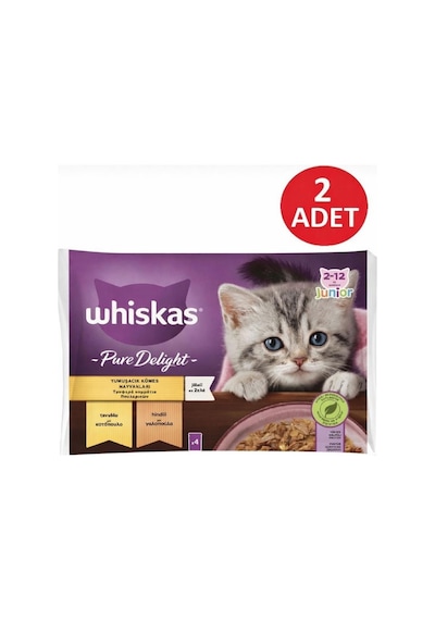 Whiskas Junior Pure Delight Yavru Yumuşacık Kümes Hayvanları 4x85 Gr 2 Adet