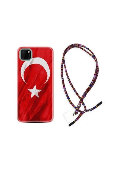 Huawei Y5P Kılıf Rasta Boyun Askılı Şanlı Türk Bayrağı 4 1401