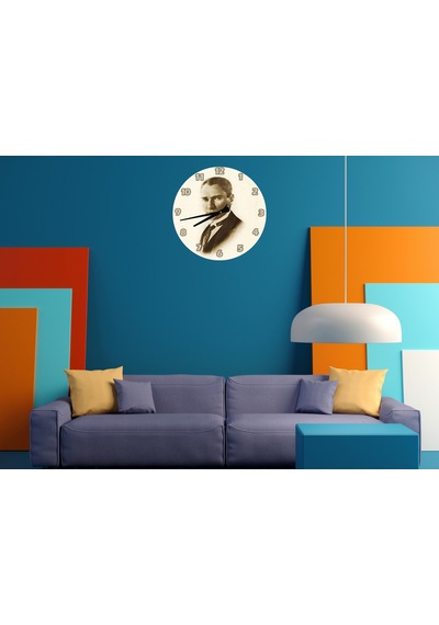 Ti-play Mustafa Kemal 30x30cm Akrilik Dekoratif Modern Duvar Saati ÇOk Renkli