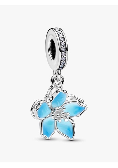 Mavi Çiçek Sallantılı Charm Gümüş