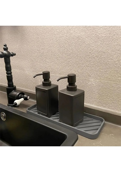 3 Adet Gri Silikon Yağdanlık Standı 23x10 Cm Çok Amaçlı Organizer Sunumluk Sabunluk Altlığı Seti Gri Diğer