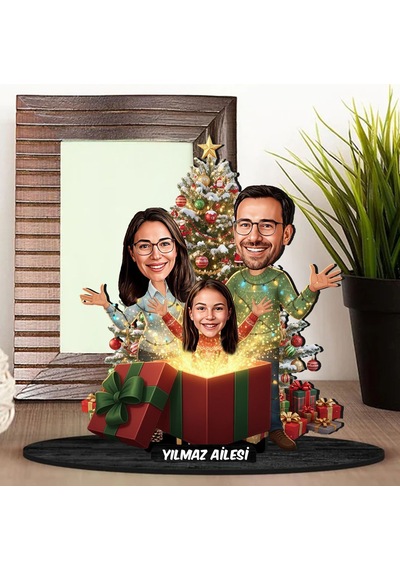 Bk Gift Kişiye Özel Aile Yılbaşı Tasarımlı Karikatür Biblo -4, Yılbaşı Hediyesi, Yeni Yıl Hediyesi