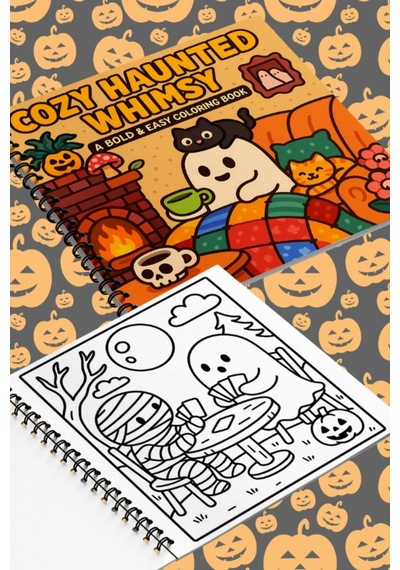 Cozy Haunted Whimsy Bold And Easy 20x20 Cm Büyük Boyama Kitabı, Çocuklar Ve Yetişkinler İçin