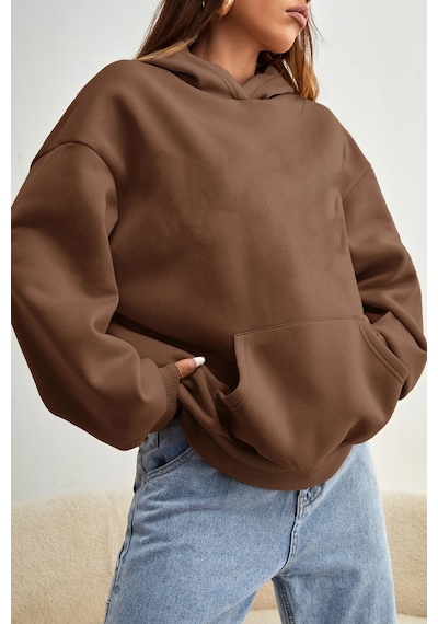 Free Grafiti Sırt Baskılı Sweatshirt Kahverengi