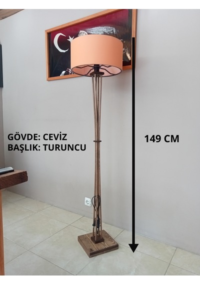 Balsa Dekor Ahşap Lambader Ceviz Turuncu