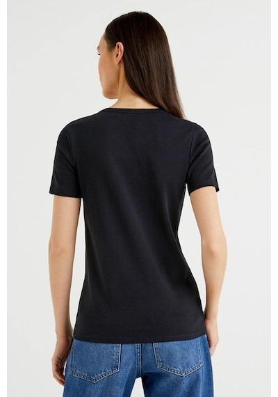 Benetton Bn Koton Benetton Yazılı Basic T-shirt- Siyah