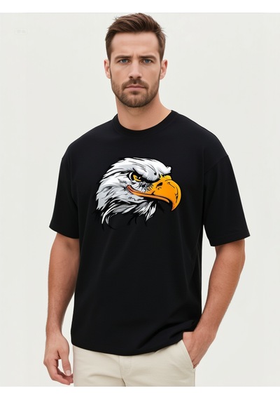 Kartal Oversize Unisex T-shirt Siyah
