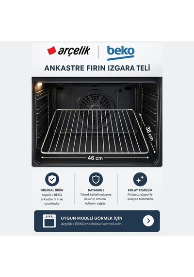 464x360 Mm Fırın Izgarası Isıya Dayanıklı Tel Raf, Fırın İçi Kullanım - Arçelik, Beko Altus İle Uyumlu Diğer