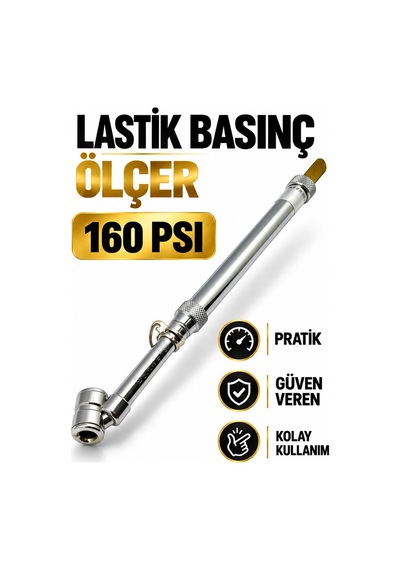 Lastik Basınç Ölçer 160 Psı Metal Gövde Hassas Hava Basınç Ölçüm