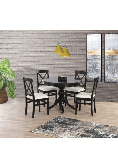 Siyah Alaçatı Sandalye Soft-01 100 100+30 Fiskos Açılır Lake Masa Siyah