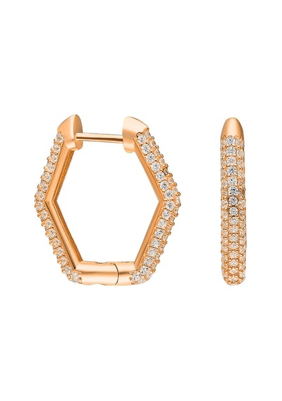 Hexagon Zirkon Küpe 717050 Gold Gümüş