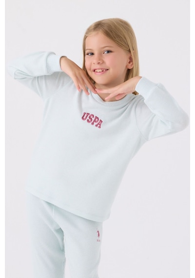 Kız Çocuk Mavi Uzun Kol Pijama Takım Açık Mavi