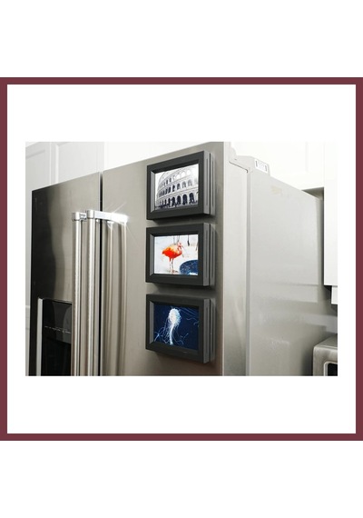 Storeşahin 3d Baskı 3lü Magnet Fotoğraf Çerçevesi Seti - Buzdolabı İçin Mini Manyetik Resim Çerçevesi, Dekoratif Magnet-siyah Shn0720