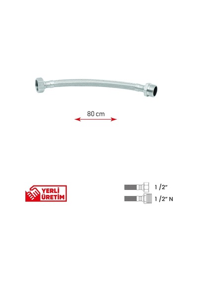 Bağlantı Hortumu 1/2'1/2 N 80 Cm