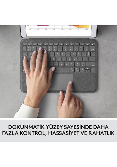 Logitech Combo Touch Apple Uyumlu iPad  7,8,9. Nesil Için Türkçe Klavyeli Kılıf