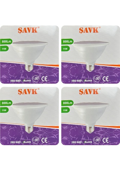 4 Adet Şavk 11w 6500k Beyaz Işık Par30 E27 Duylu Kalın Duy Led Spot Ampul