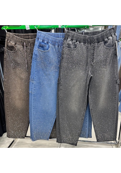 Zanessi Fashıon Büyük Beden Yüksek Bel Taş Detaylı Likralı Denim Mom Fit Kadın Pantolon Mavi Zanessi Fashıon Büyük Beden Yüksek Bel Taş Detaylı Likralı Denim Mom Fit Kadın Pantolon Mavi