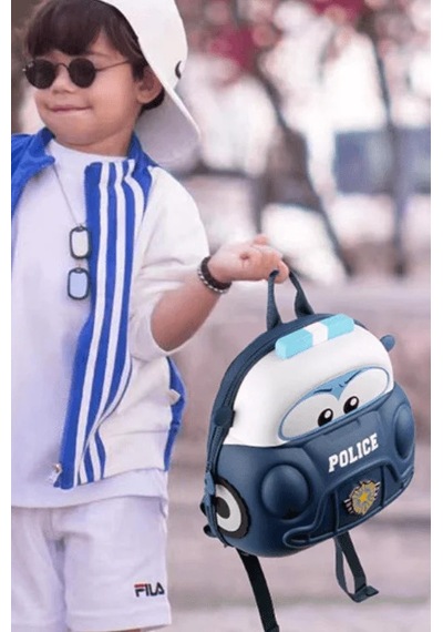 Supercute Car Sırt Çantası Police Işıklı Ve Armalı Lacivert