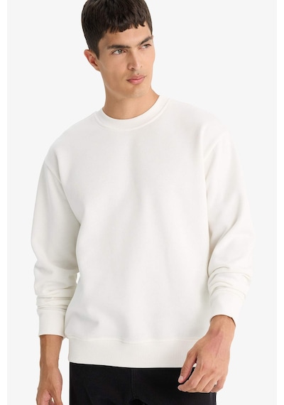 Defacto Relax Fit Bisiklet Yaka Kalın İçi Yumuşak Tüylü Basic Düz Sweatshirt T5139az25auwt32 Beyaz