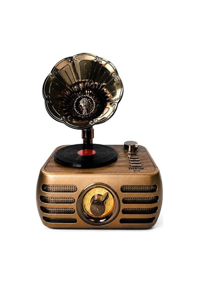 Nostaljik Şarjlı Bluetooth Fm Radyo &amp Işıklı Gramofon Hoparlör Rt-704 Evimdeyokyok
