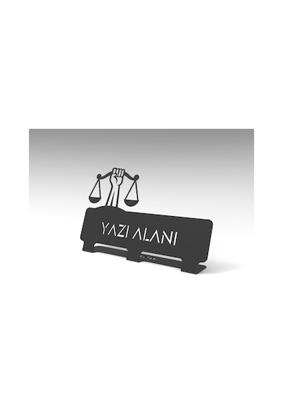 Kişiye Özel Hediyelik Ofis Için Hukuk Çalışanlarına Özel Adalet Tasarımlı Metal Masaüstü Isimlik Siyah