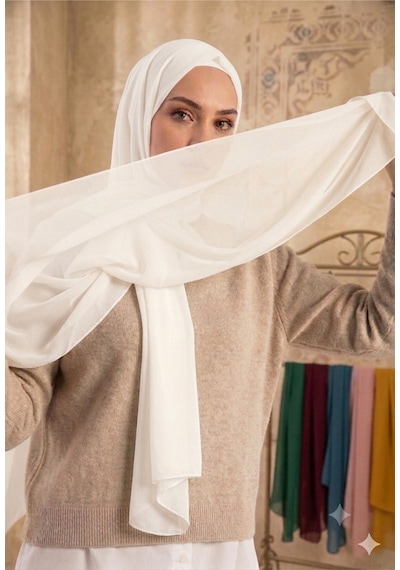 Sonbaharmoda Yüksek Kaliteli Düz Şifon Şal Şıklığı Ve Rahatlığı Bir Arada Ekru