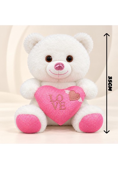 Ayıcık Sevimli Parlak Seri 35cm - Sevimli 001 - Beyaz