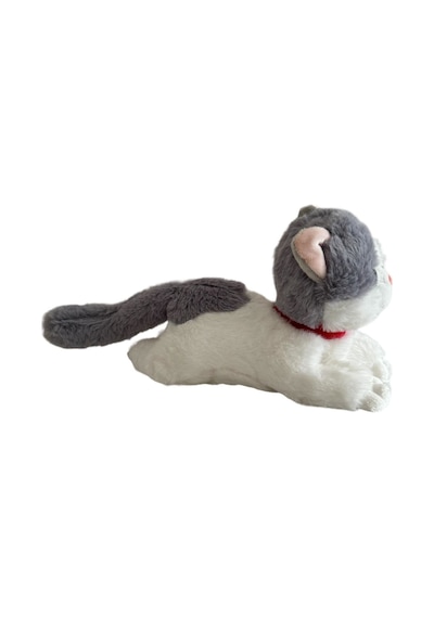 Sesli Yatan Miyavlayan 25 Cm Peluş Kedi Oyuncak - Gri Gri