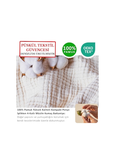 Püskül Müslin Koltuk Battaniyesi &amp Pike Tek Kişilik 135x170 Cm, 100% Pamuk Ultra Yumuşak 4-katlı Muslin Kumaş Diğer