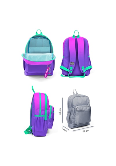 Coral High Dört Bölmeli Pembe Mor Renk Geçişli İlkokul Sırt Çantası - Kız Çocuk