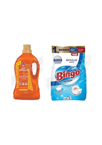 Bingo Giysi Şampuanı 4l + Beyazlar İçin Toz 8 Kg 2'li Set Diğer