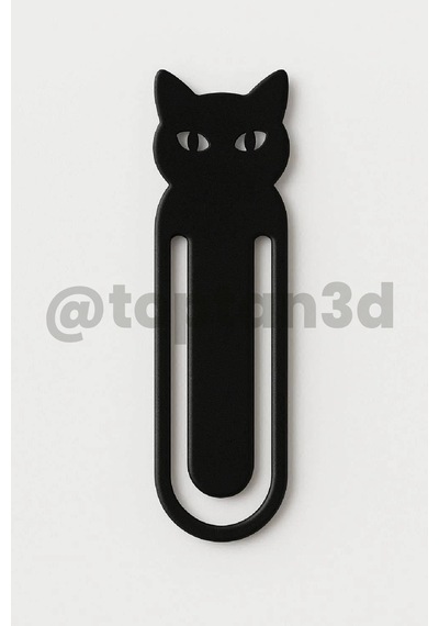 Siyah Kedi Kitap Ayracı, Kedi Figürlü Ayraç, Kedi Severlere Hediyelik Kitap Ayracı - 10cm