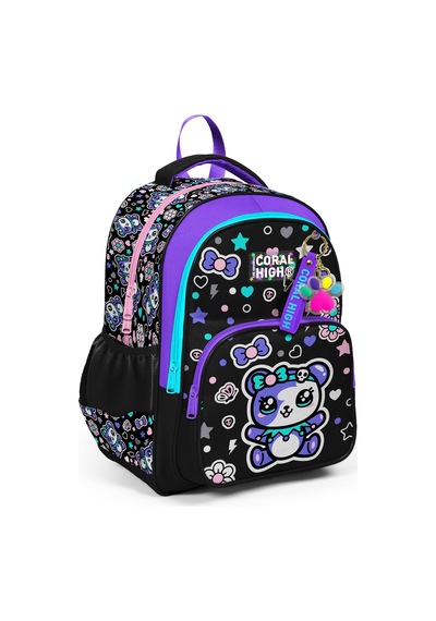Coral High Kids Siyah Ayıcık Desenli 3'lü Okul Çanta Seti Set0133242