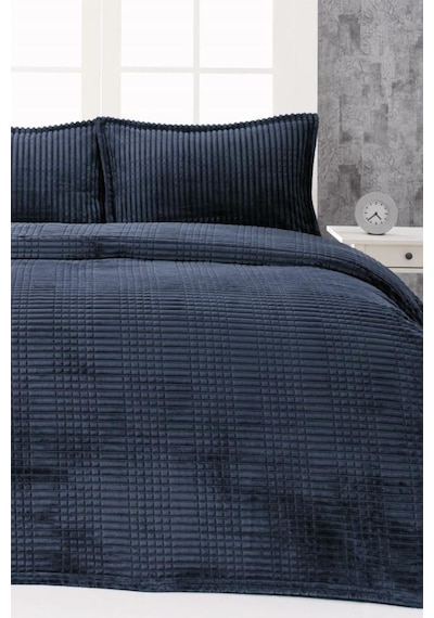Merinos Modern Line Çift Kişilik Battaniye Seti Lacivert Lacivert