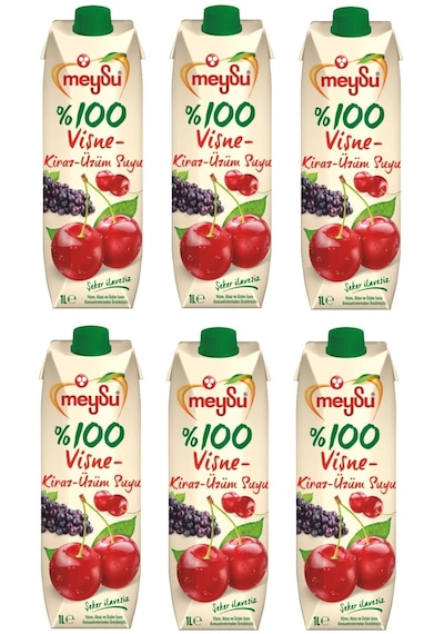 Meysu %100 Vişne Kiraz Üzüm Suyu 1 Lt X 6 Adet