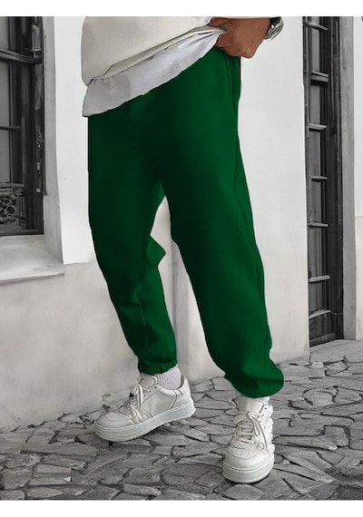 Smile Face Yeşil Jogger Ince Eşofman Altı Yeşil