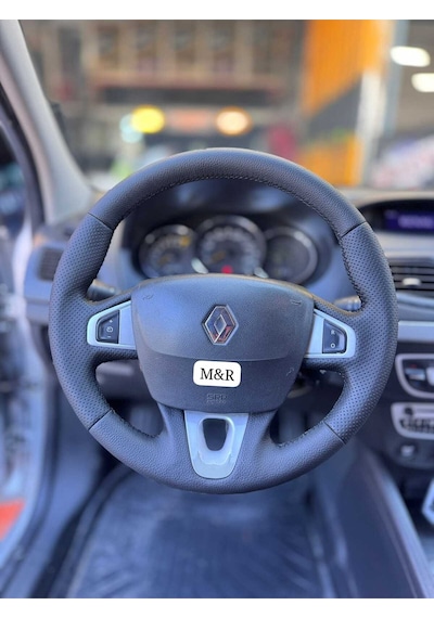 Fluence Nikelanjlı Tuşlu  Kaplama Deri Direksiyon Kılıfı Siyah