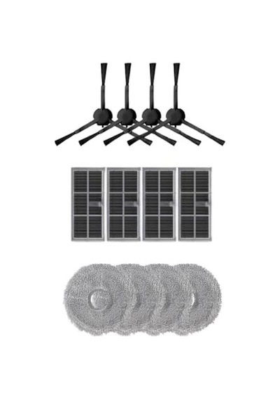 D20 Ultra-x30pro-l10s Pro Ultra-x30 Ultra Dreame İle Uyumlu 4 Yan Fırça 4 Filtre 4 Mop Genel