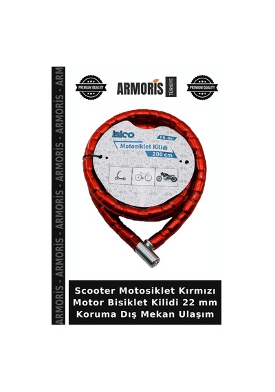Scooter Motosiklet Kırmızı Motor Bisiklet Kilidi 22 Mm Koruma Dış Mekan Ulaşım