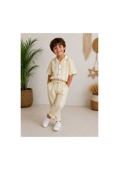 Toikids Erkek Çocuk Çizgili Rahat Kesim İkili Takım Sarı